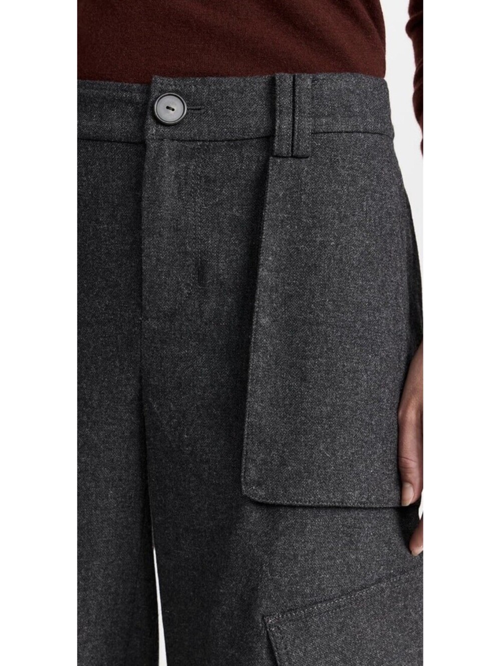 VINCE Raver Italian Flannel Wide Leg Baggy Cargo Pant Size 12 Charcoal $495 NWT - Picture 6 of 12